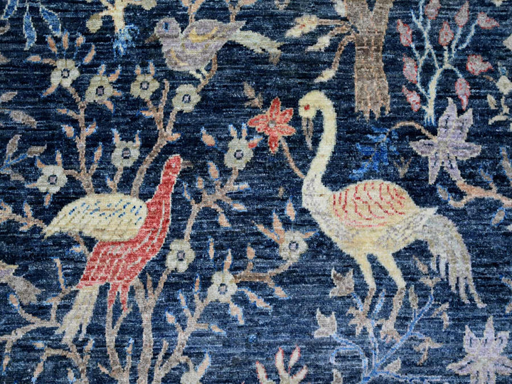 8'0" x 9'11" New Hand Knotted Blue Wool Rectangle Oriental Rug - MOA10220158