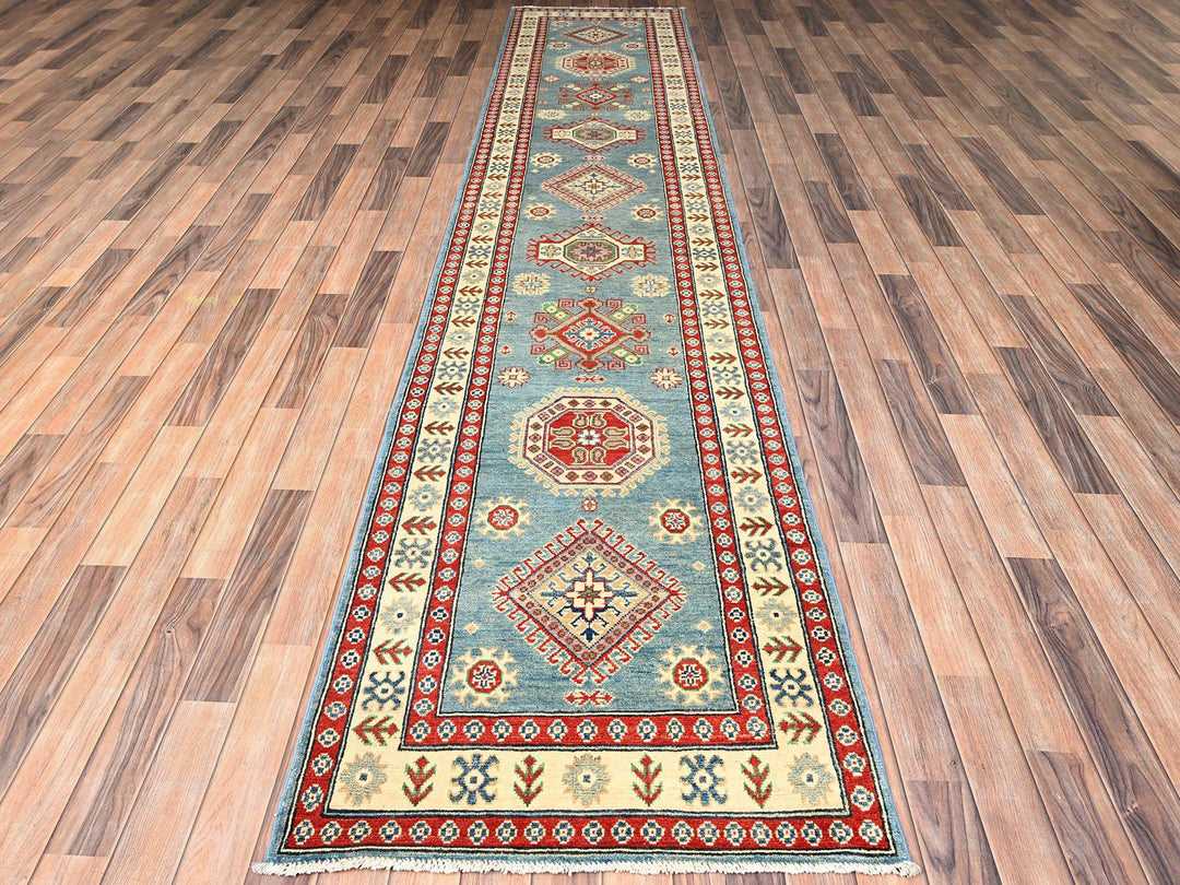 2'10" x 13'8" New Hand Knotted Grey Wool Runner Oriental Rug - MOA1022015