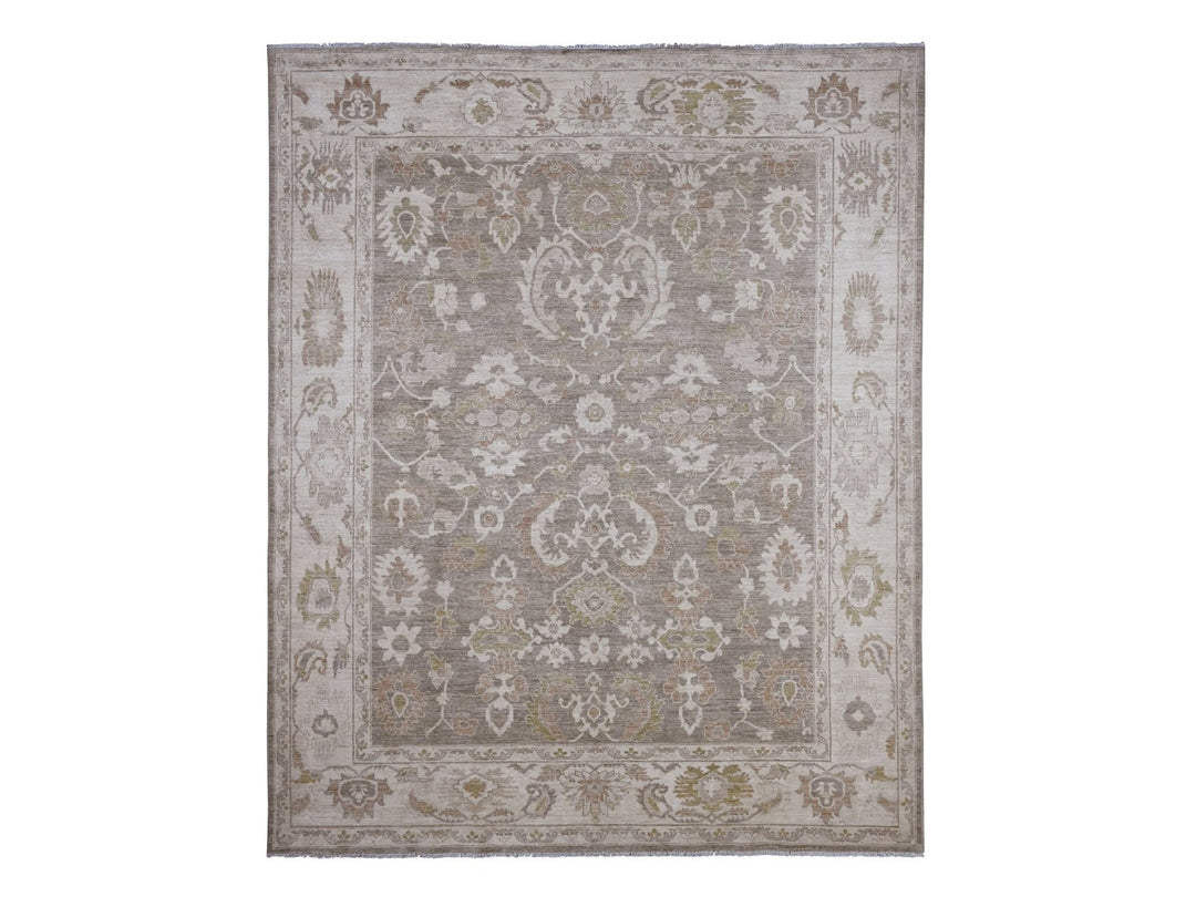 9'1" x 11'4" New Hand Knotted Brown Wool Rectangle Oriental Rug - MOA10220164