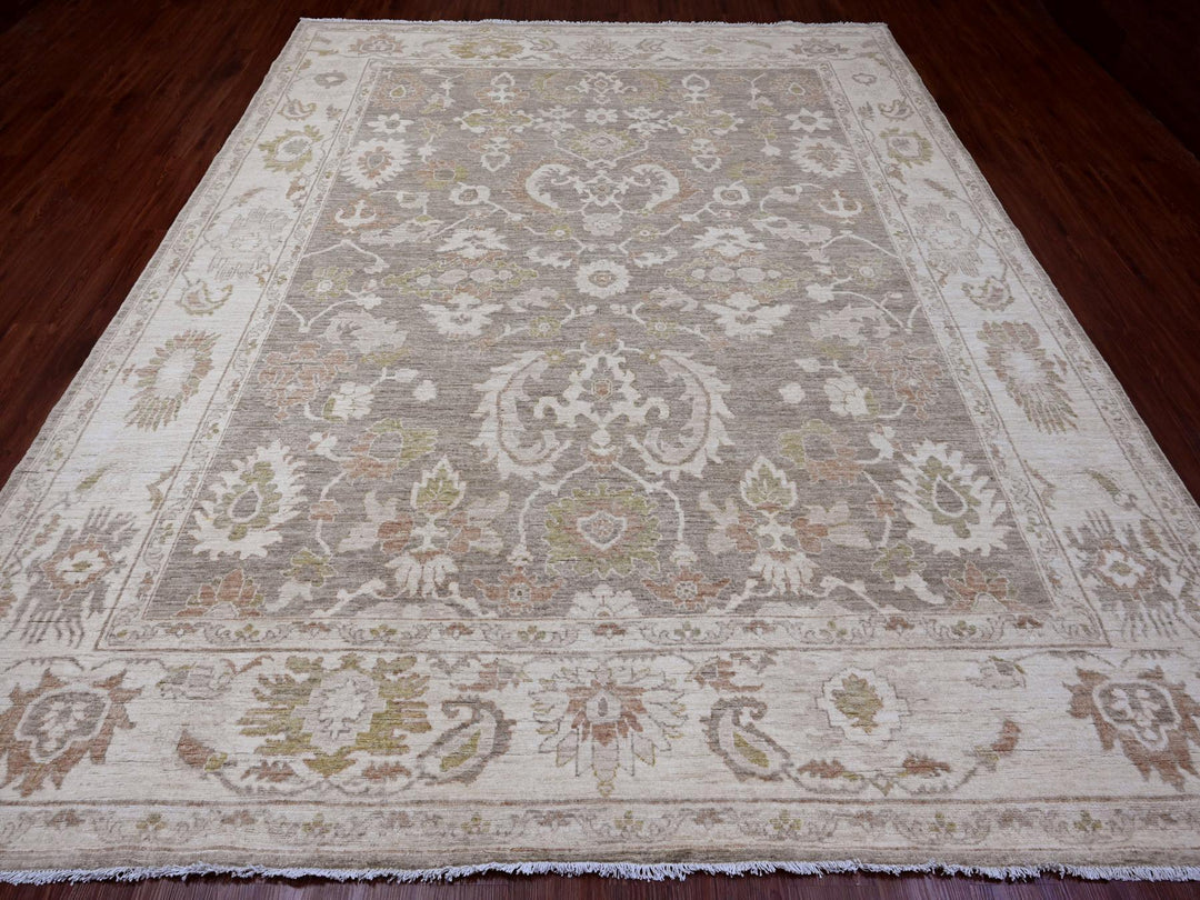9'1" x 11'4" New Hand Knotted Brown Wool Rectangle Oriental Rug - MOA10220164
