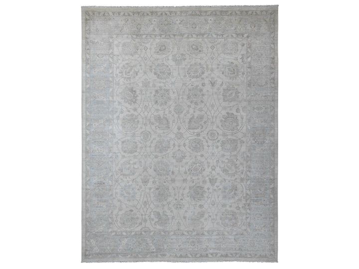 9'2" x 11'10" New Hand Knotted Ivory Wool Rectangle Oriental Rug - MOA10220167