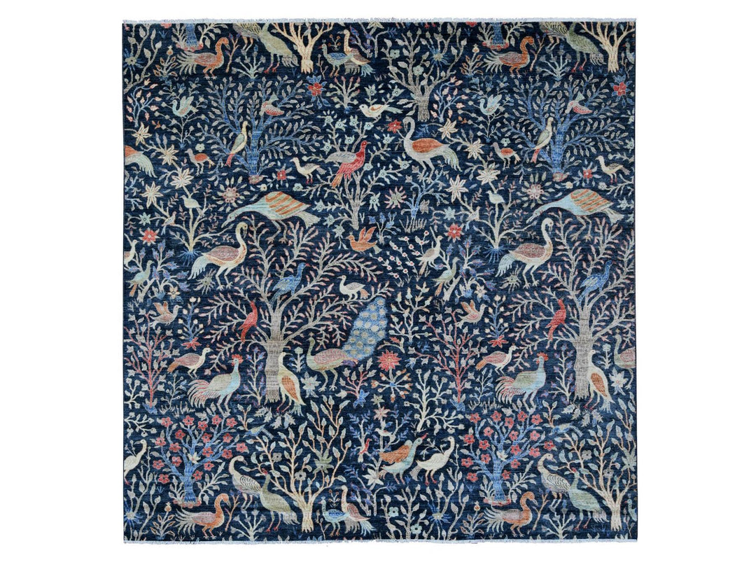 10'0" x 10'1" New Hand Knotted Blue Wool Square Oriental Rug - MOA10220168