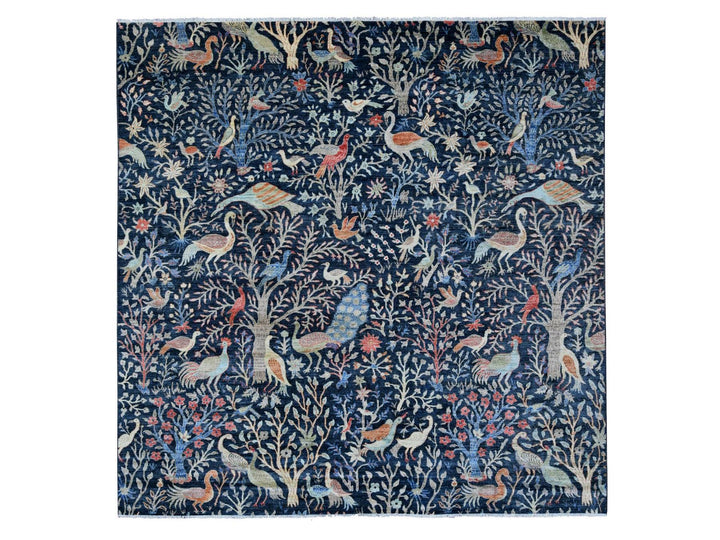 10'0" x 10'1" New Hand Knotted Blue Wool Square Oriental Rug - MOA10220168