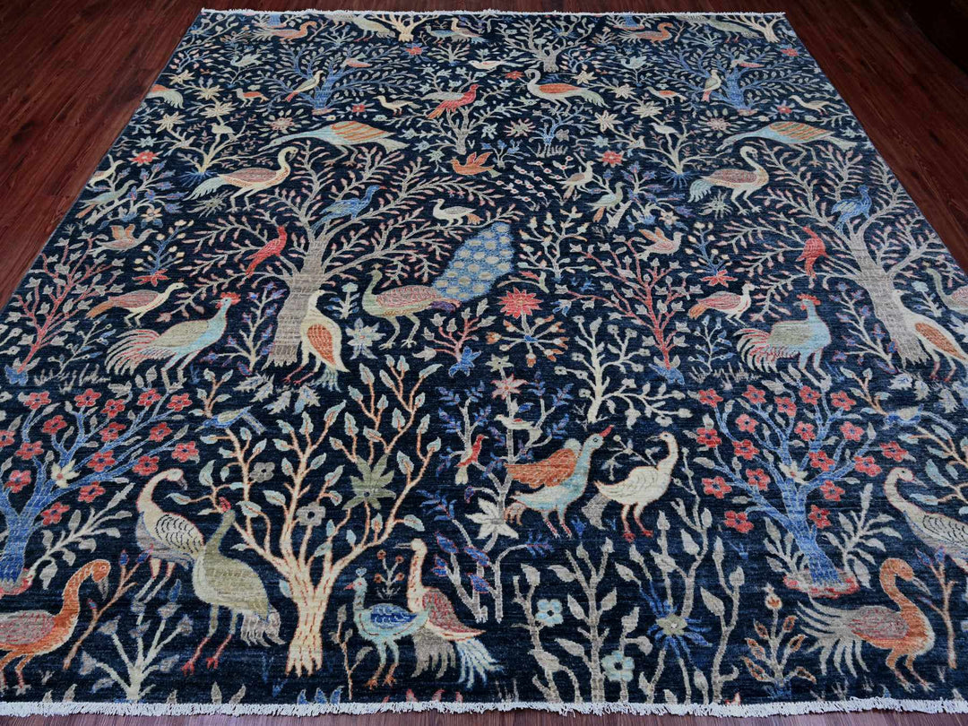 10'0" x 10'1" New Hand Knotted Blue Wool Square Oriental Rug - MOA10220168