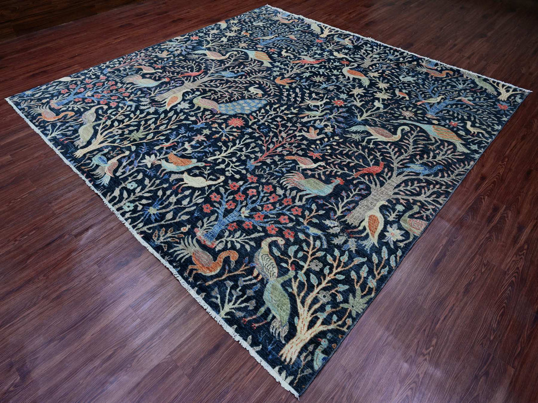 10'0" x 10'1" New Hand Knotted Blue Wool Square Oriental Rug - MOA10220168