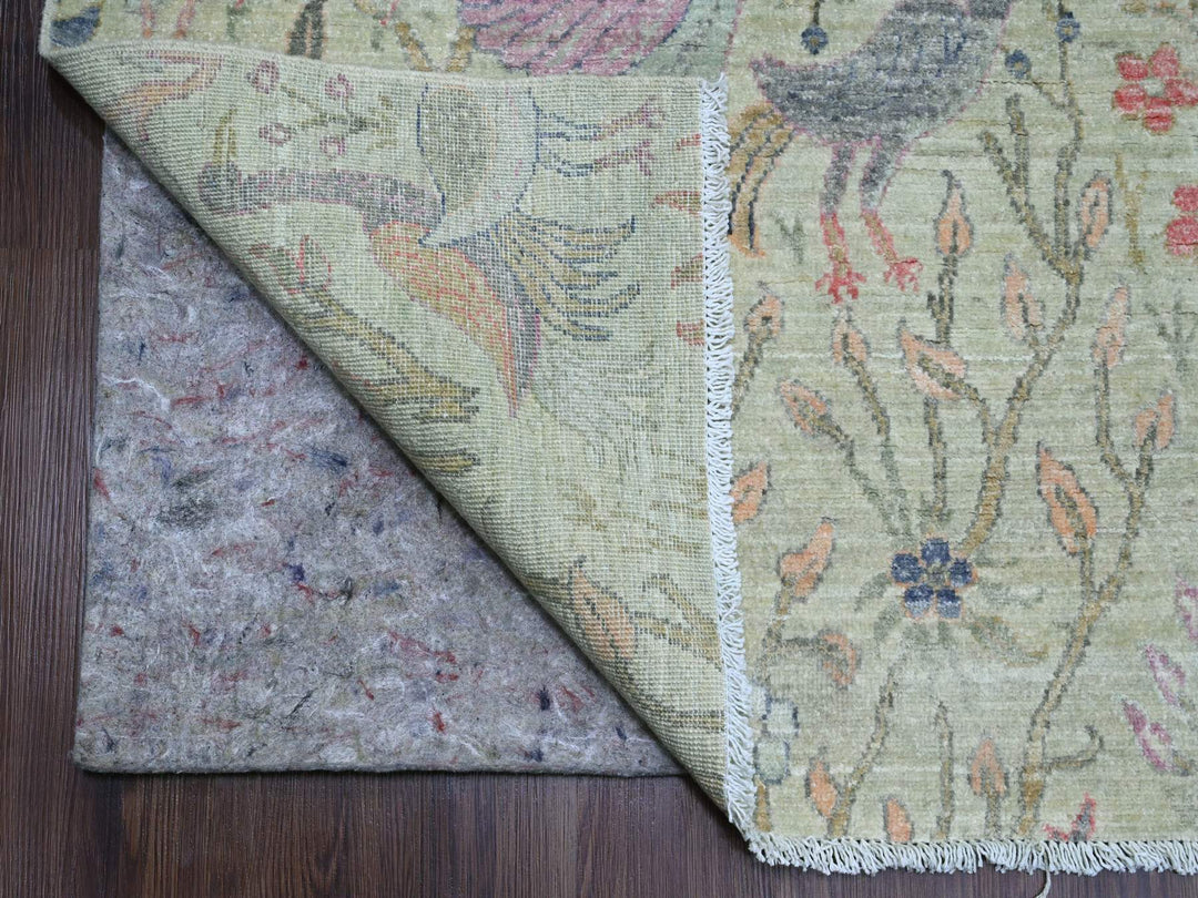 9'8" x 9'11" New Hand Knotted Green Wool Square Oriental Rug - MOA10220169