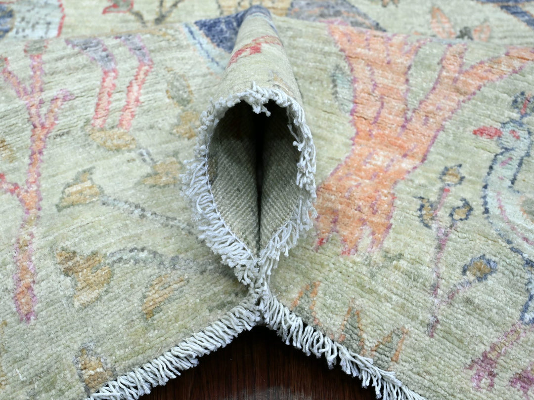 9'8" x 9'11" New Hand Knotted Green Wool Square Oriental Rug - MOA10220169