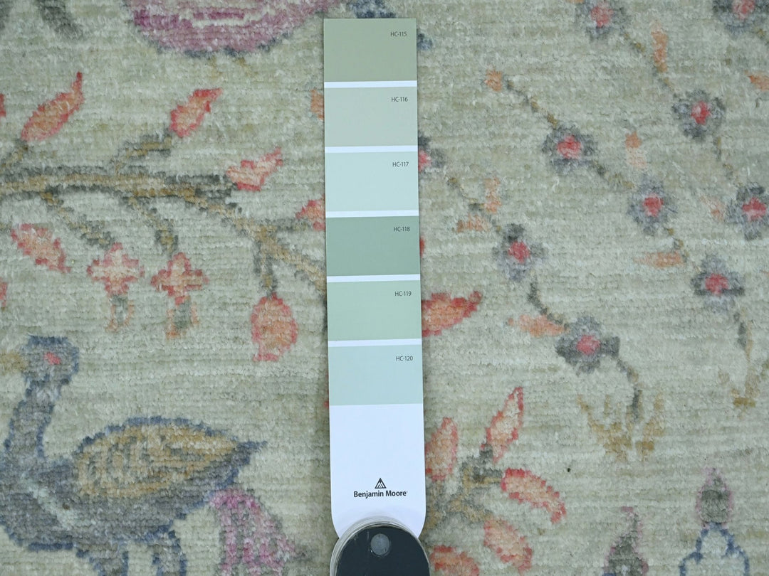 9'8" x 9'11" New Hand Knotted Green Wool Square Oriental Rug - MOA10220169