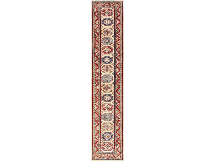 3'0" x 15'5" New Hand Knotted Ivory Wool Runner Oriental Rug - MOA1022016