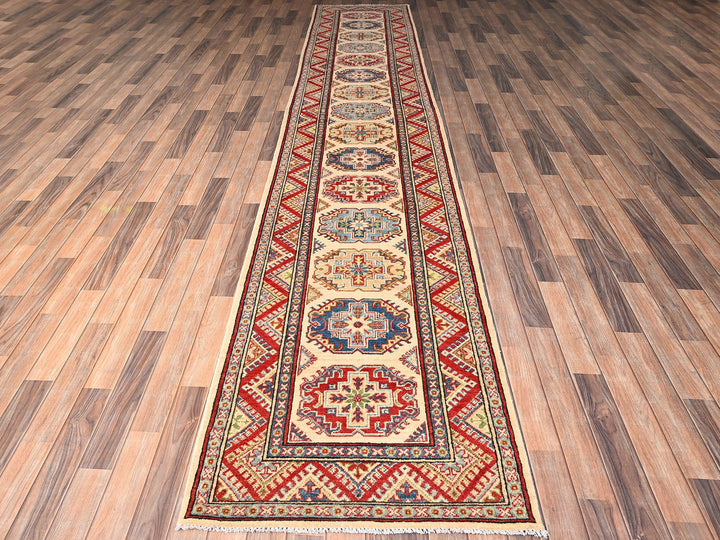 3'0" x 15'5" New Hand Knotted Ivory Wool Runner Oriental Rug - MOA1022016