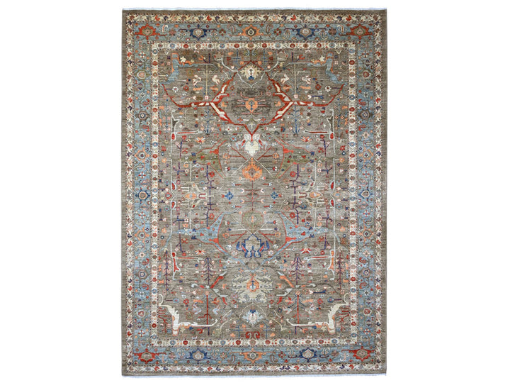 9'10" x 13'7" New Hand Knotted Brown Wool Rectangle Oriental Rug - MOA10220176