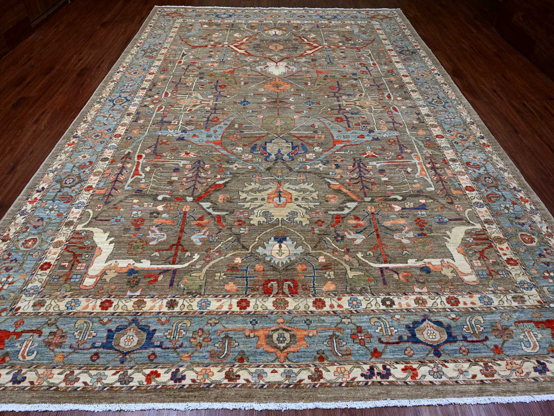 9'10" x 13'7" New Hand Knotted Brown Wool Rectangle Oriental Rug - MOA10220176