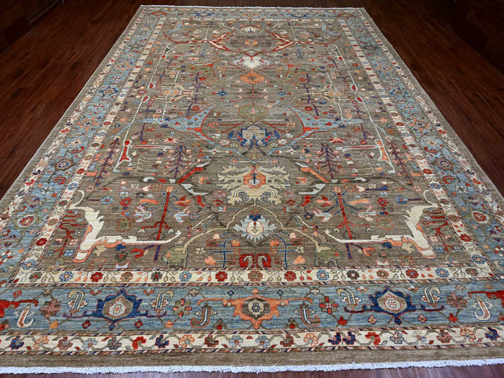 9'10" x 13'7" New Hand Knotted Brown Wool Rectangle Oriental Rug - MOA10220176