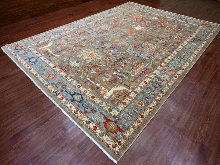 9'10" x 13'7" New Hand Knotted Brown Wool Rectangle Oriental Rug - MOA10220176