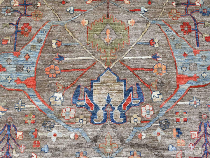 9'10" x 13'7" New Hand Knotted Brown Wool Rectangle Oriental Rug - MOA10220176