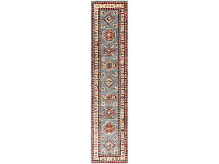 2'10" x 13'5" New Hand Knotted Blue Wool Runner Oriental Rug - MOA1022017