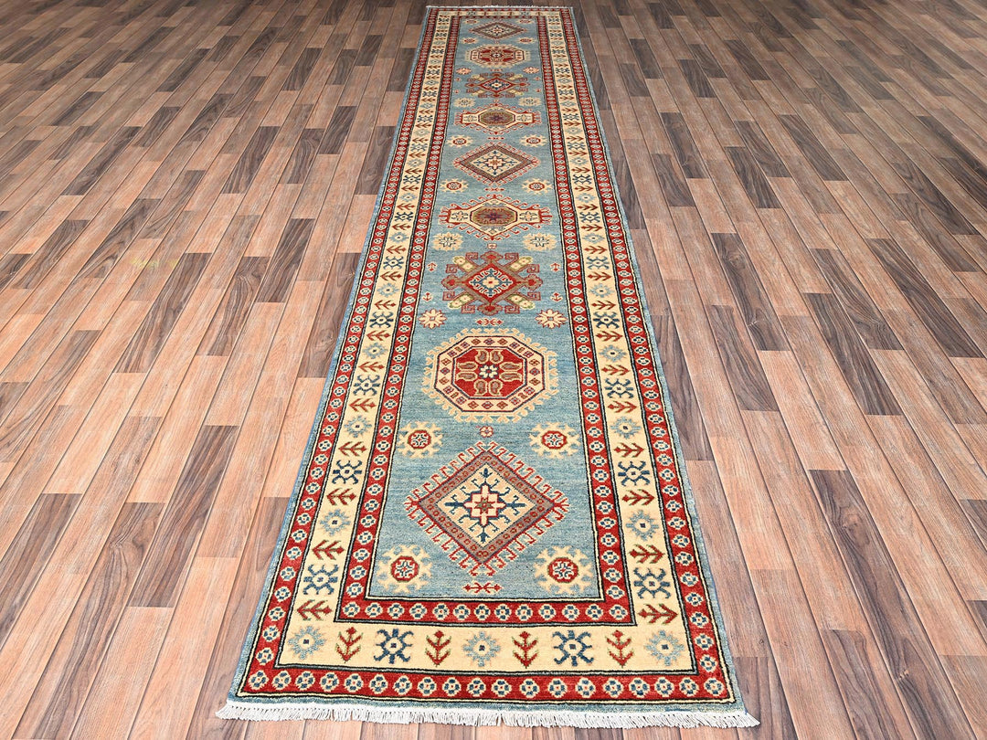 2'10" x 13'5" New Hand Knotted Blue Wool Runner Oriental Rug - MOA1022017