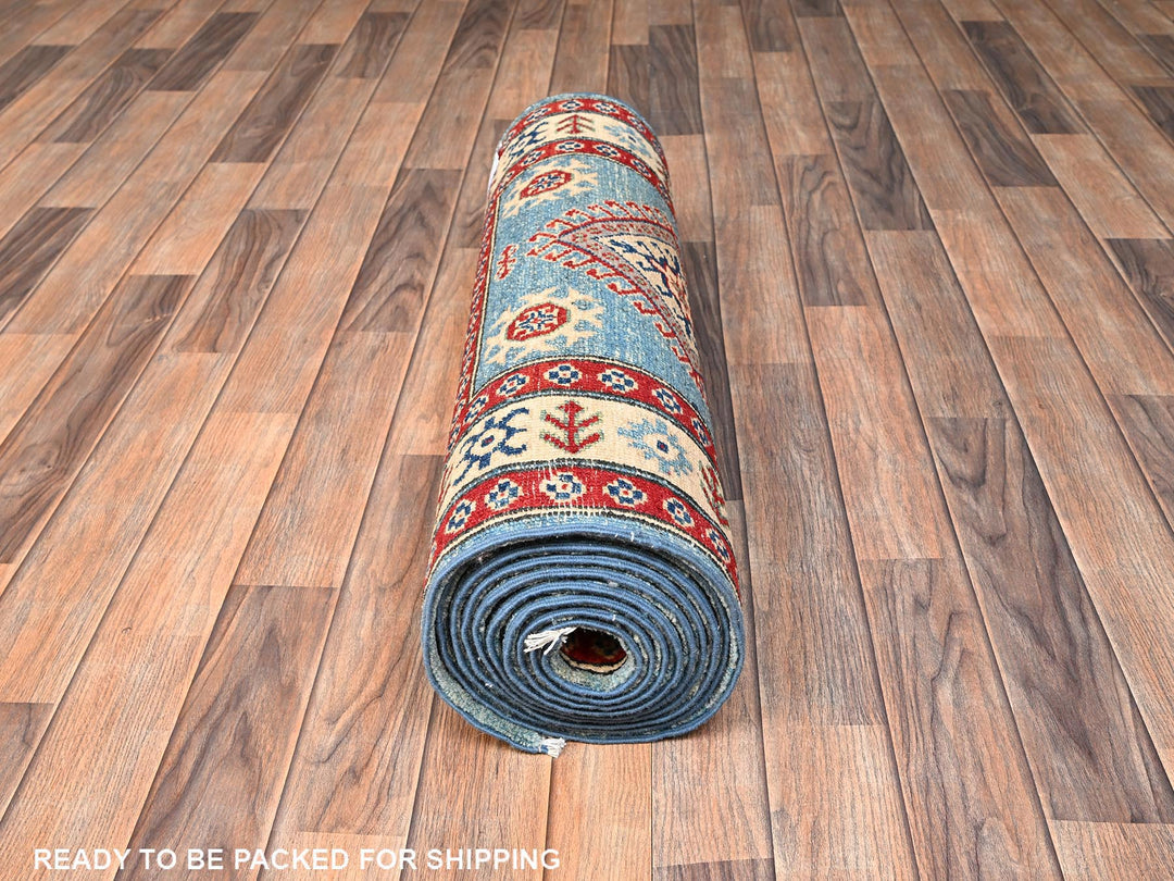 2'10" x 13'5" New Hand Knotted Blue Wool Runner Oriental Rug - MOA1022017