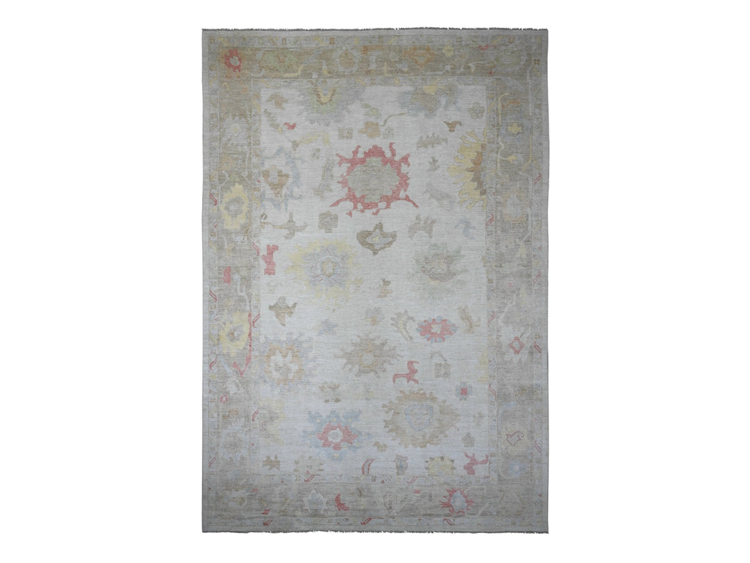 11'11" x 17'4" New Hand Knotted Ivory Wool Rectangle Oriental Rug - MOA10220181