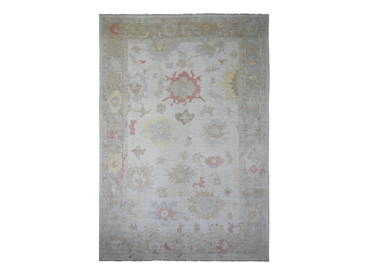 11'11" x 17'4" New Hand Knotted Ivory Wool Rectangle Oriental Rug - MOA10220181