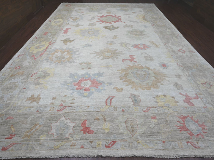 11'11" x 17'4" New Hand Knotted Ivory Wool Rectangle Oriental Rug - MOA10220181