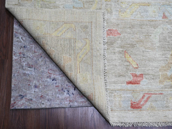 11'11" x 17'4" New Hand Knotted Ivory Wool Rectangle Oriental Rug - MOA10220181