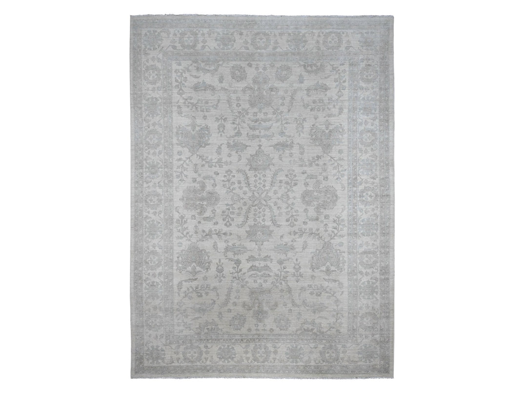 9'11" x 13'8" New Hand Knotted Ivory Wool Rectangle Oriental Rug - MOA10220185