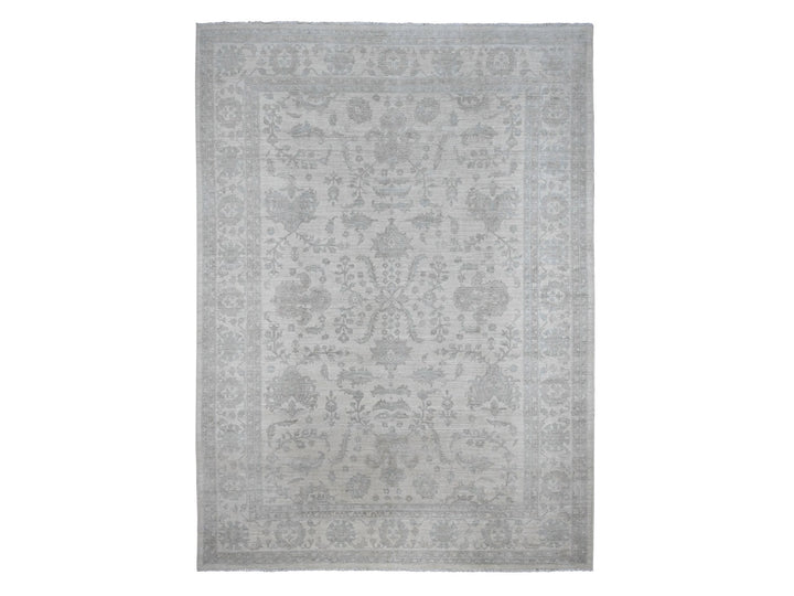 9'11" x 13'8" New Hand Knotted Ivory Wool Rectangle Oriental Rug - MOA10220185