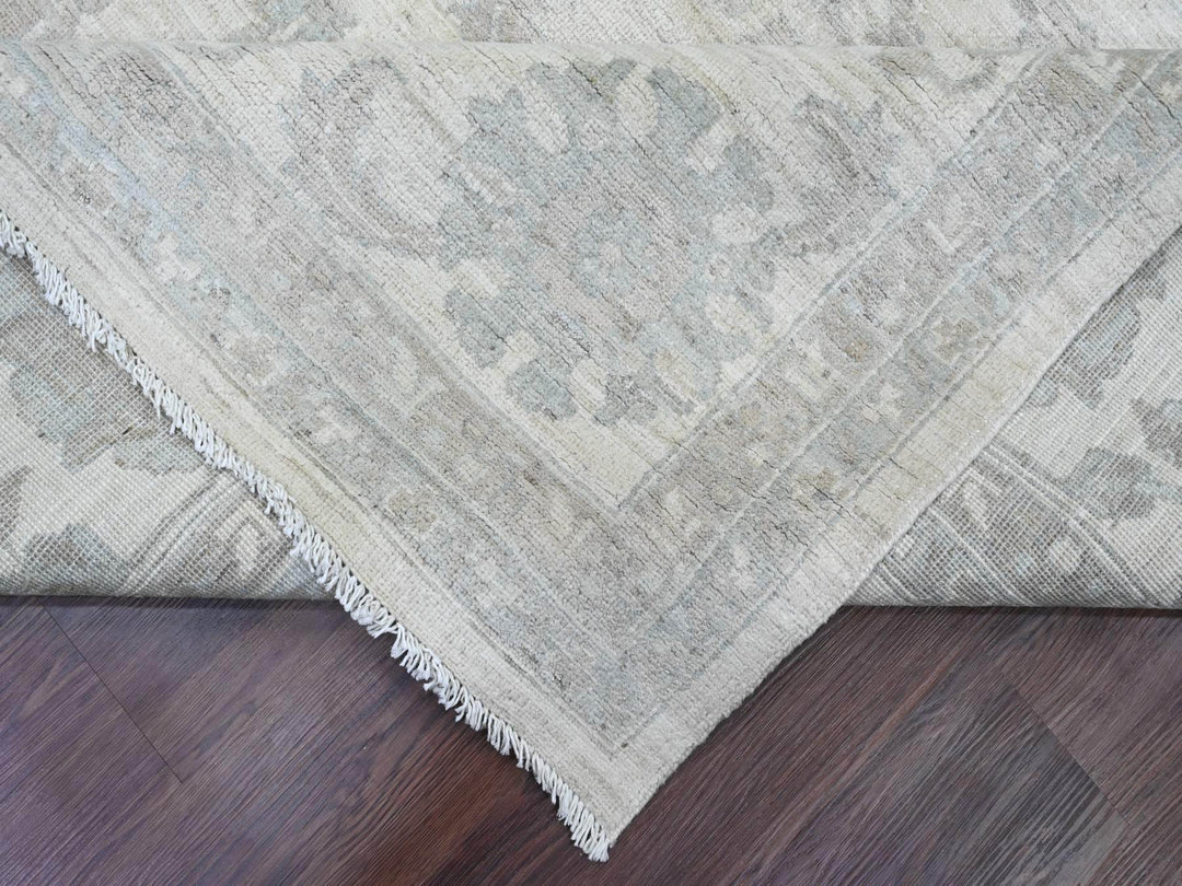 9'11" x 13'8" New Hand Knotted Ivory Wool Rectangle Oriental Rug - MOA10220185