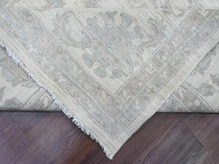 9'11" x 13'8" New Hand Knotted Ivory Wool Rectangle Oriental Rug - MOA10220185