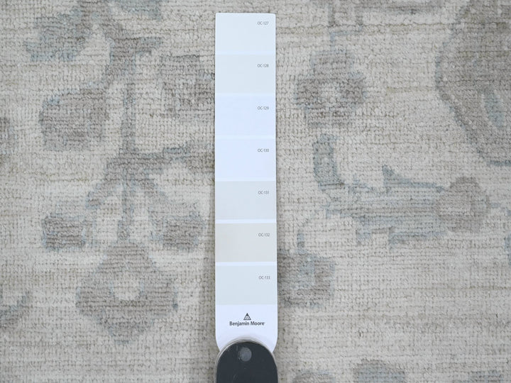 9'11" x 13'8" New Hand Knotted Ivory Wool Rectangle Oriental Rug - MOA10220185