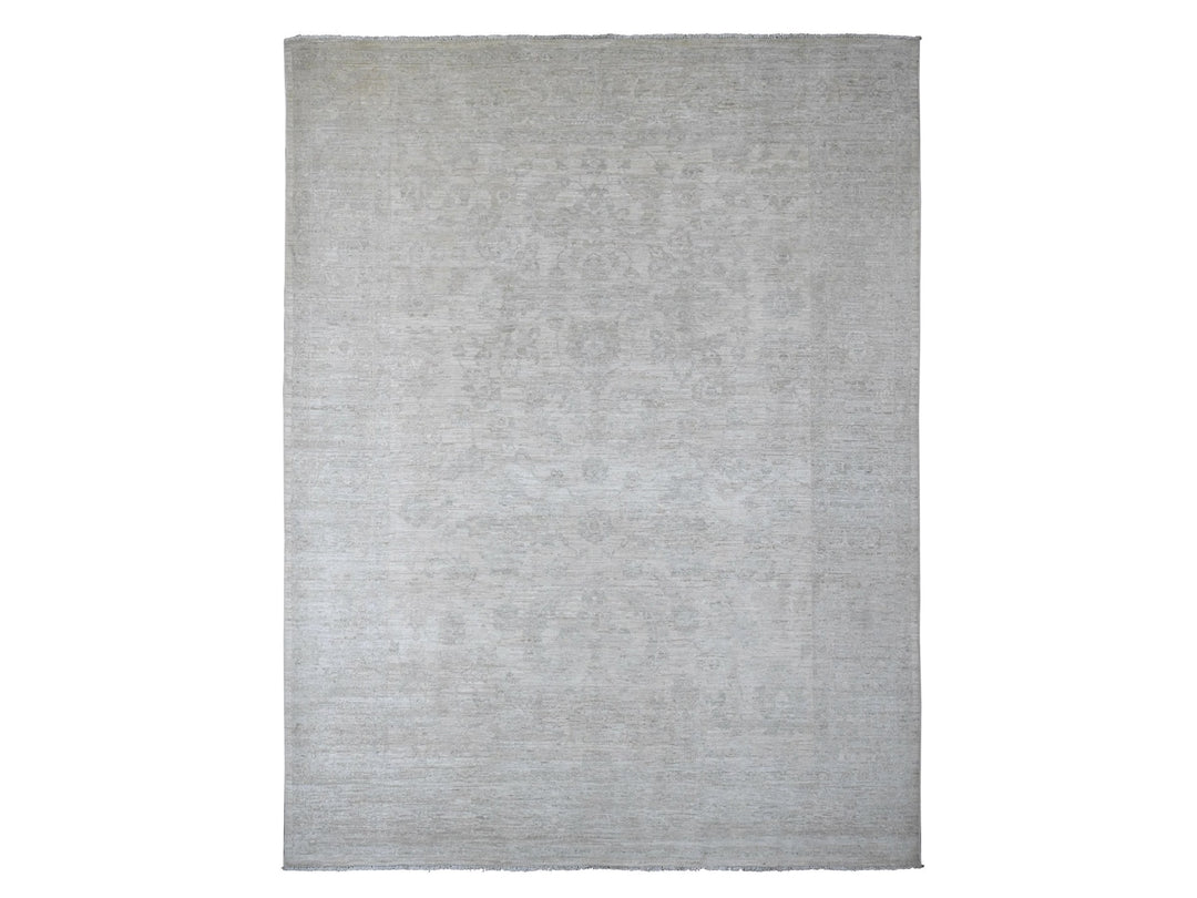 8'9" x 11'5" New Hand Knotted Ivory Wool Rectangle Oriental Rug - MOA10220186