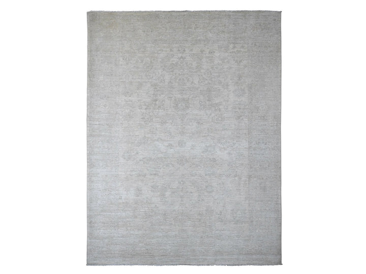 8'9" x 11'5" New Hand Knotted Ivory Wool Rectangle Oriental Rug - MOA10220186