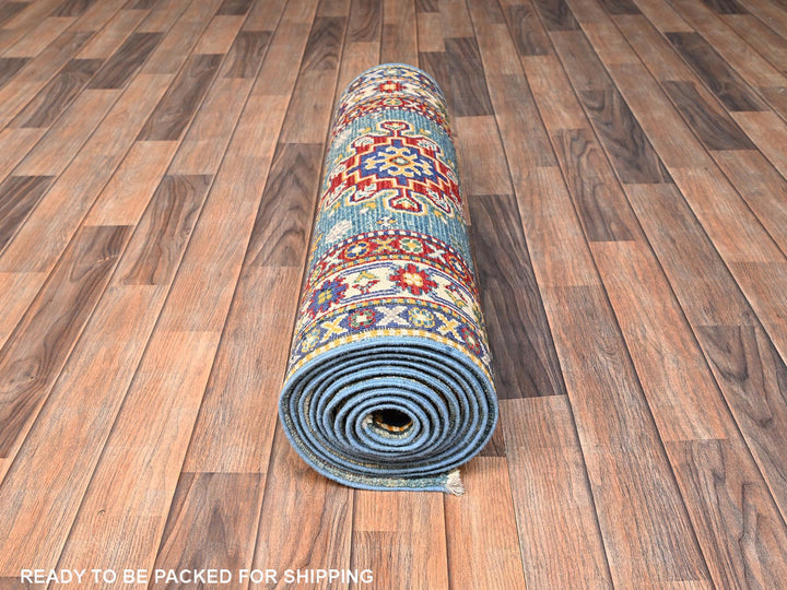 2'9" x 12'3" New Hand Knotted Blue Wool Runner Oriental Rug - MOA1022018