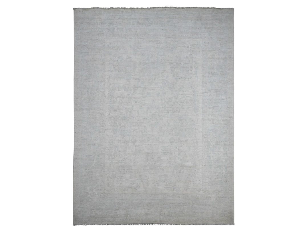 9'10" x 13'3" New Hand Knotted Ivory Wool Rectangle Oriental Rug - MOA10220191