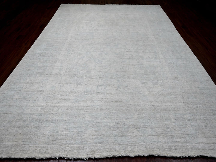 9'10" x 13'3" New Hand Knotted Ivory Wool Rectangle Oriental Rug - MOA10220191
