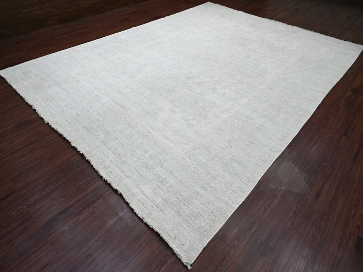 9'10" x 13'3" New Hand Knotted Ivory Wool Rectangle Oriental Rug - MOA10220191