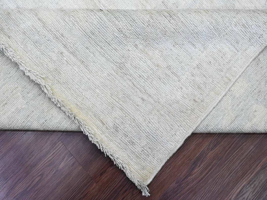 9'10" x 13'3" New Hand Knotted Ivory Wool Rectangle Oriental Rug - MOA10220191