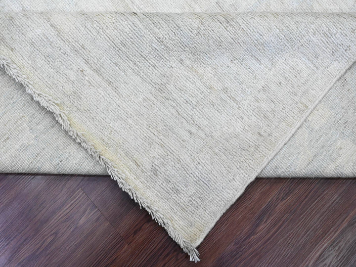 9'10" x 13'3" New Hand Knotted Ivory Wool Rectangle Oriental Rug - MOA10220191