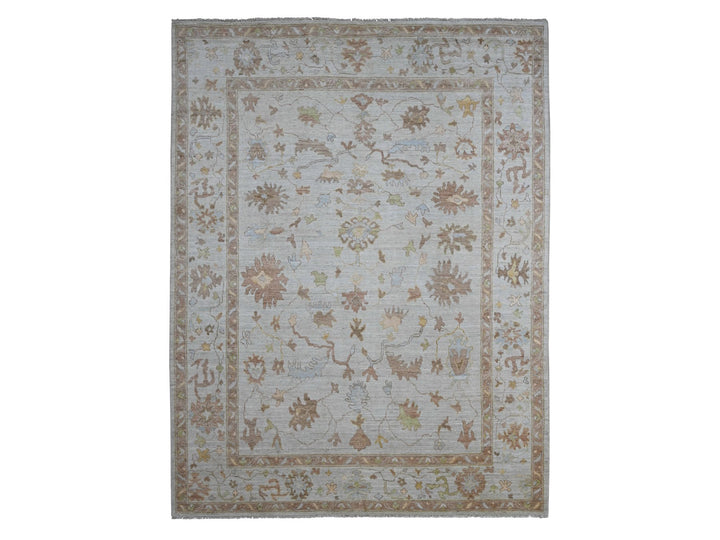 9'2" x 11'11" New Hand Knotted Ivory Wool Rectangle Oriental Rug - MOA10220193
