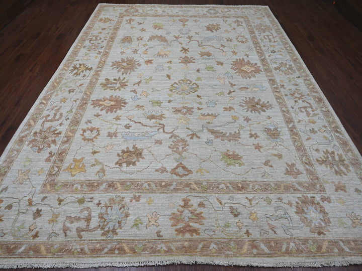 9'2" x 11'11" New Hand Knotted Ivory Wool Rectangle Oriental Rug - MOA10220193