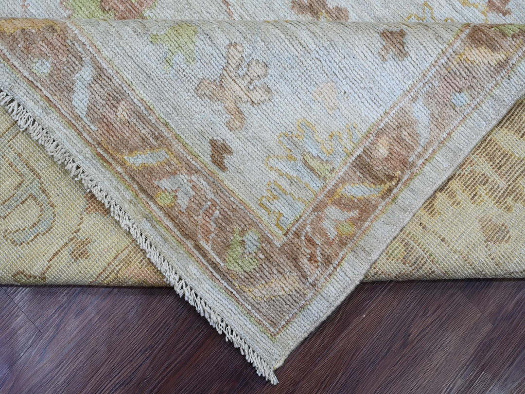 9'2" x 11'11" New Hand Knotted Ivory Wool Rectangle Oriental Rug - MOA10220193