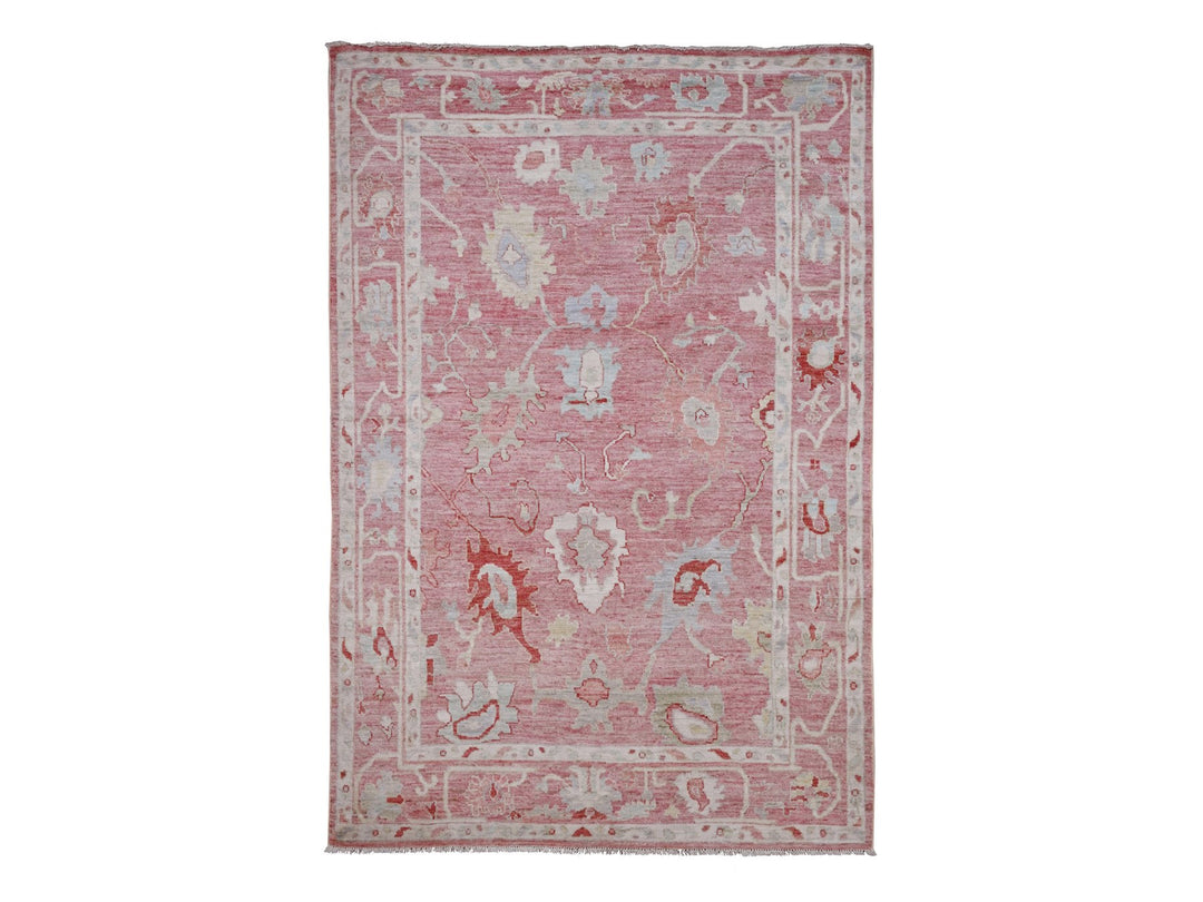 5'9" x 8'9" New Hand Knotted Pink Wool Rectangle Oriental Rug - MOA10220199