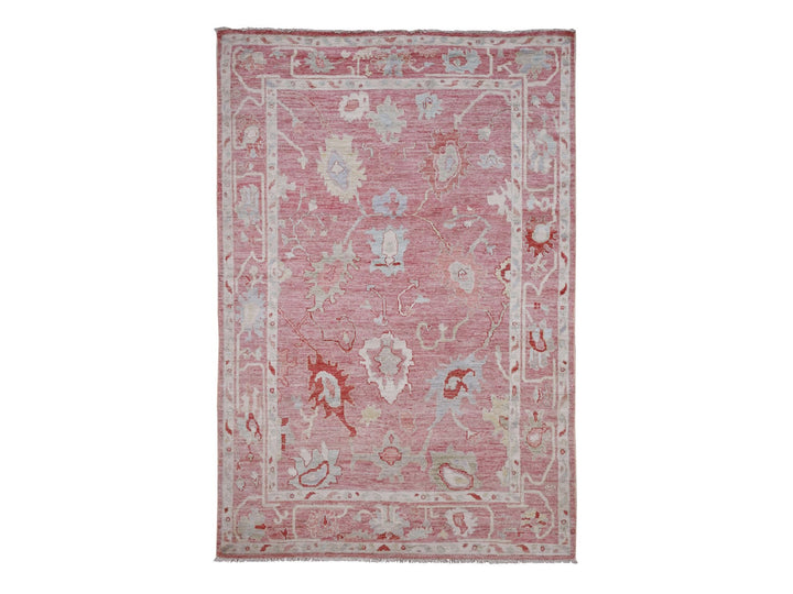 5'9" x 8'9" New Hand Knotted Pink Wool Rectangle Oriental Rug - MOA10220199