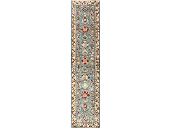 2'9" x 12'9" New Hand Knotted Blue Wool Runner Oriental Rug - MOA1022019