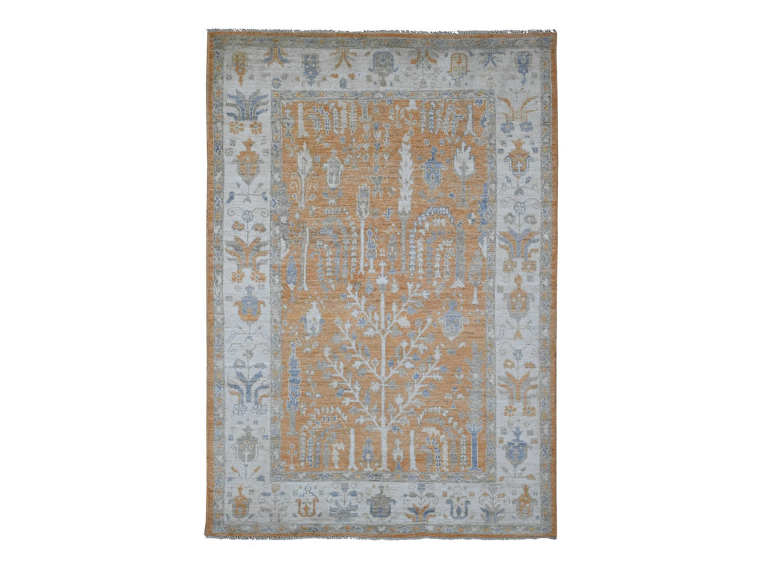 6'0" x 8'7" New Hand Knotted Brown Wool Rectangle Oriental Rug - MOA10220200