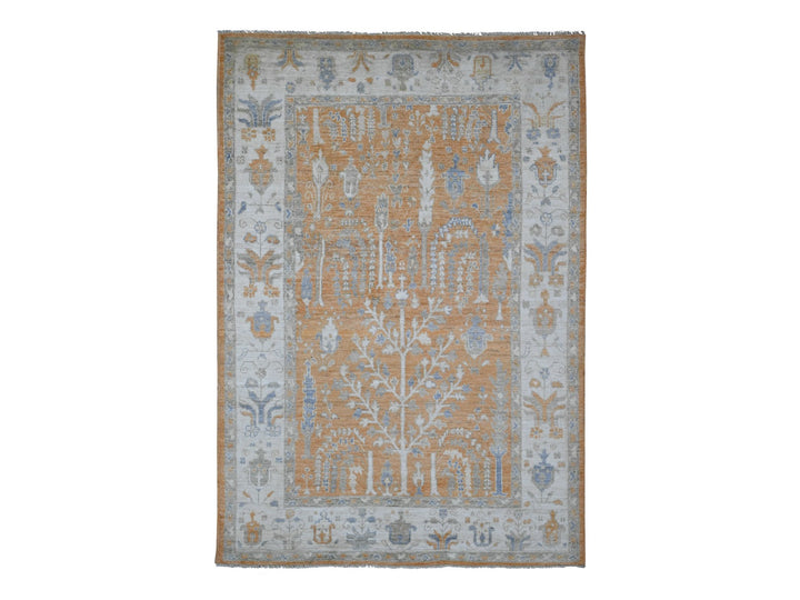 6'0" x 8'7" New Hand Knotted Brown Wool Rectangle Oriental Rug - MOA10220200