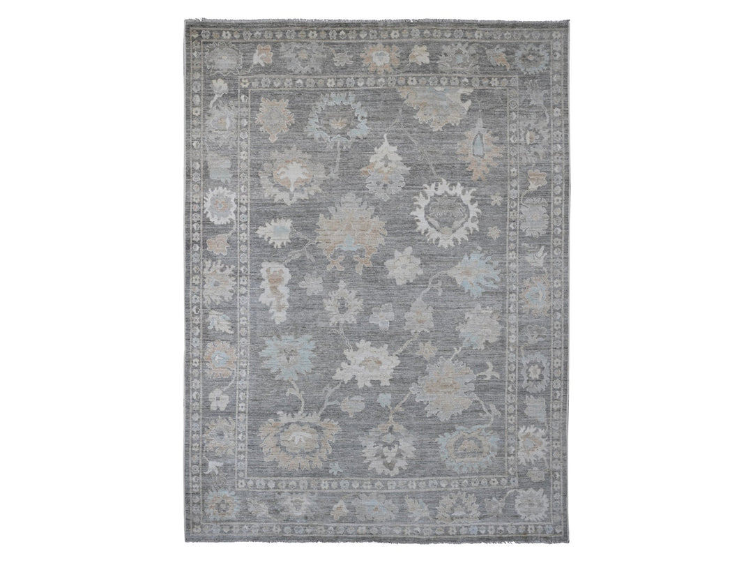 8'10" x 11'10" New Hand Knotted Grey Wool Rectangle Oriental Rug - MOA10220205