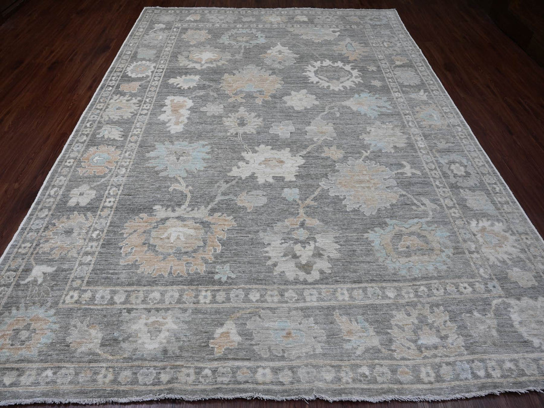 8'10" x 11'10" New Hand Knotted Grey Wool Rectangle Oriental Rug - MOA10220205