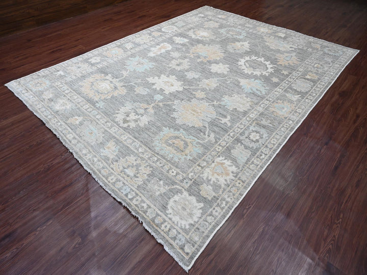 8'10" x 11'10" New Hand Knotted Grey Wool Rectangle Oriental Rug - MOA10220205